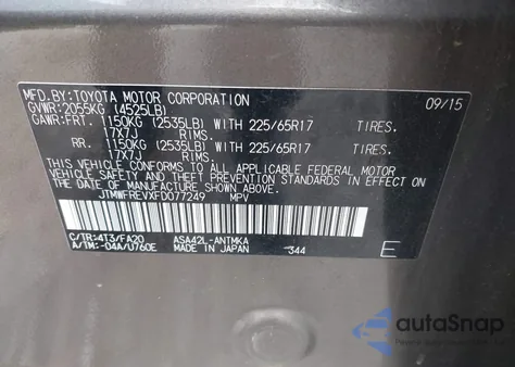 2015 Toyota Rav4 Xle from USA, damaged, VIN JTMWFREVXFD077249